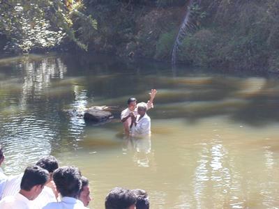 Baptism in a local river.